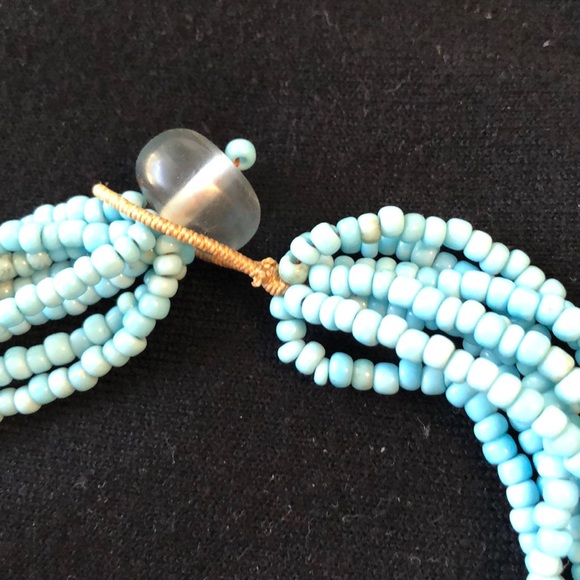 Turquoise color beads w/crochet earrings - Picture 3 of 4